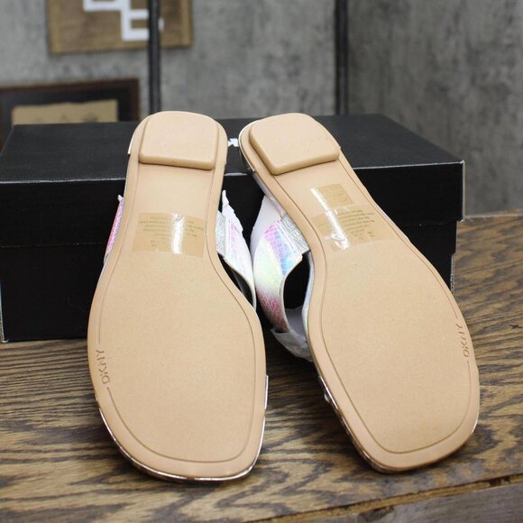 NWT DKNY Women's Footwear Isha Flat Sandal K4169795 Silver Iridescent Halcott 7M - Picture 9 of 11